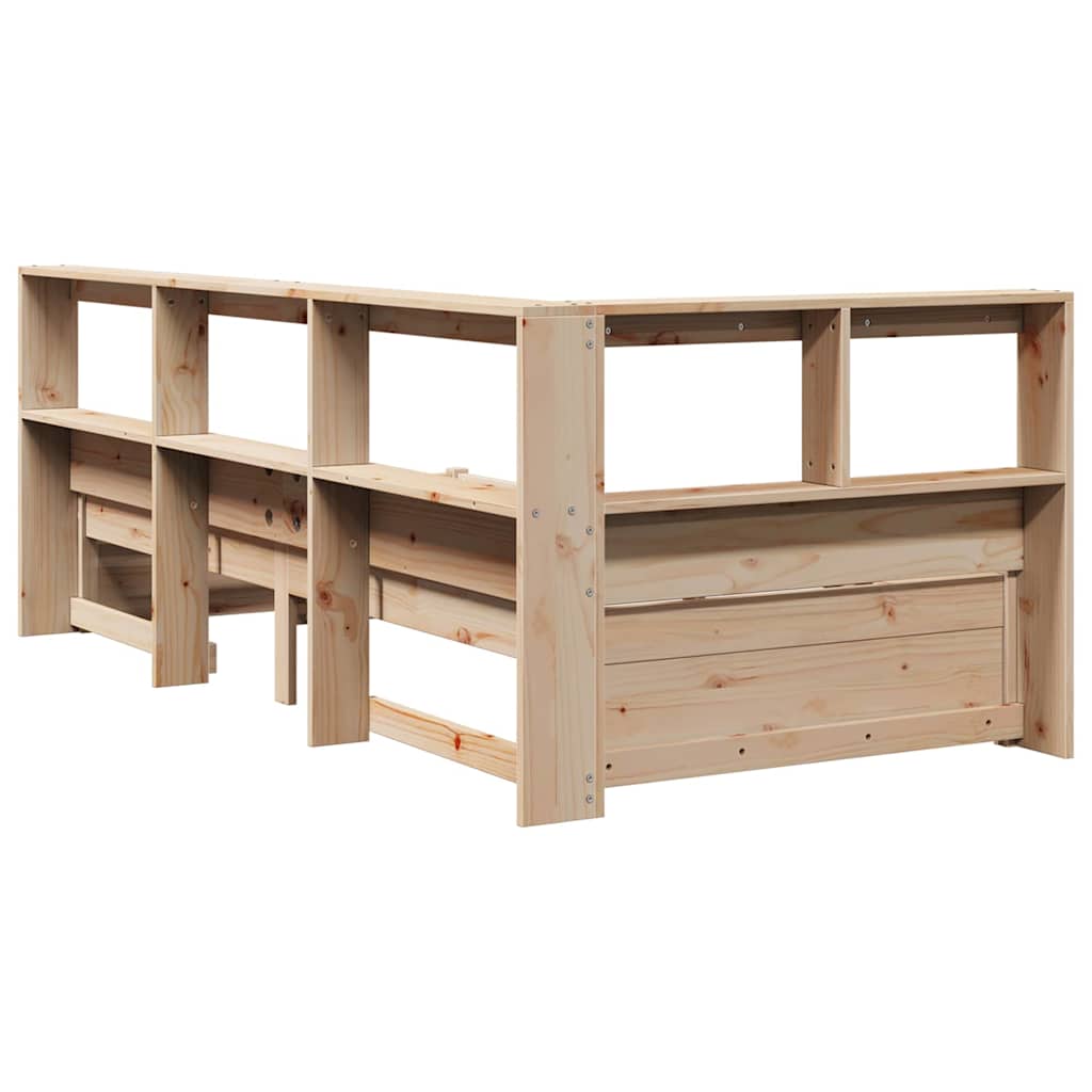 Bed met boekenkast zonder matras massief grenenhout 90x190 cm