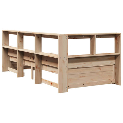 Bed met boekenkast zonder matras massief grenenhout 90x190 cm