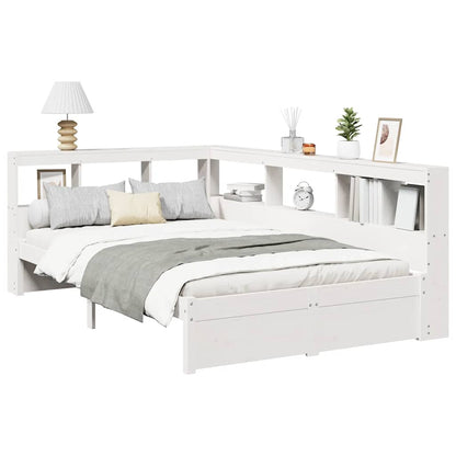 Bed Met Boekenkast Zonder Matras Grenenhout 90 x 190 cm Wit