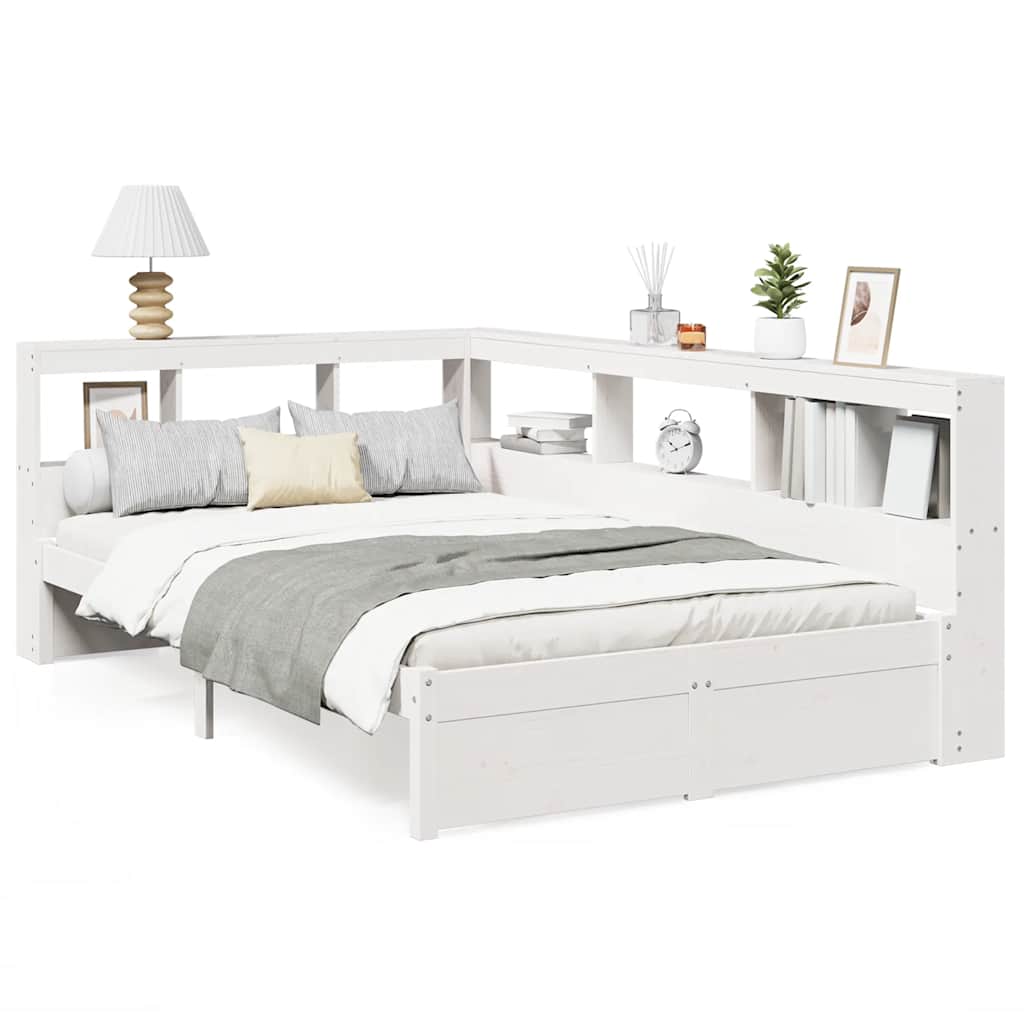 Bed Met Boekenkast Zonder Matras Grenenhout 90 x 190 cm Wit