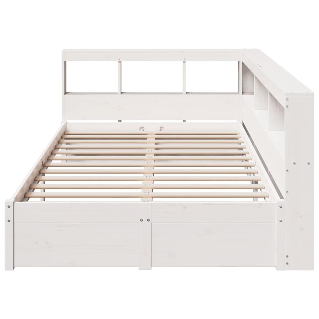 Bed Met Boekenkast Zonder Matras Grenenhout 90 x 190 cm Wit