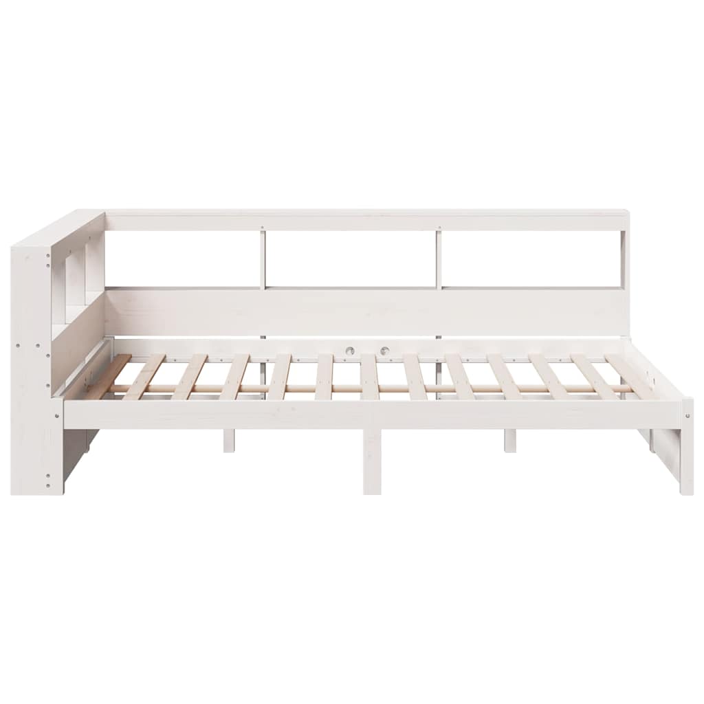 Bed Met Boekenkast Zonder Matras Grenenhout 90 x 190 cm Wit