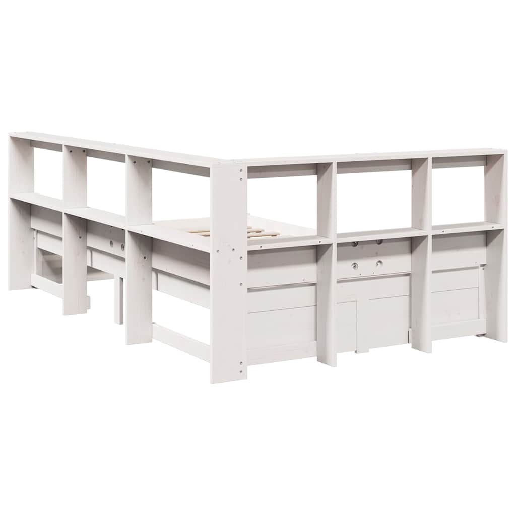 Bed Met Boekenkast Zonder Matras Grenenhout 90 x 190 cm Wit