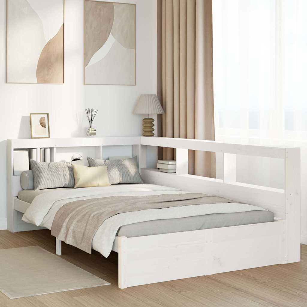 Bed Met Boekenkast Zonder Matras Grenenhout 90 x 190 cm Wit