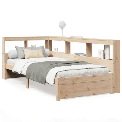 Bed met boekenkast zonder matras massief grenenhout 75x190 cm