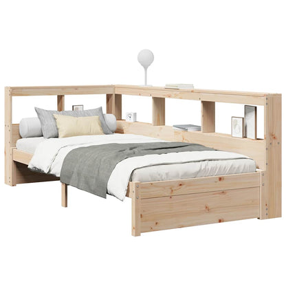 Bed met boekenkast zonder matras massief grenenhout 75x190 cm