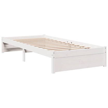 Bed met boekenkast zonder matras grenenhout wit 75x190 cm