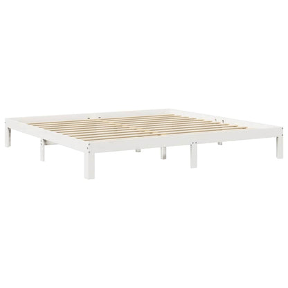 Bed met boekenkast zonder matras grenenhout wit 200x200 cm