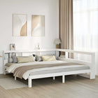 Bed with bookcase without mattress, pine wood, white 200x200 cm