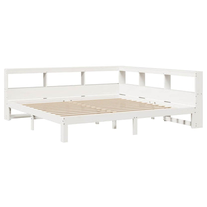 Bed met boekenkast zonder matras grenenhout wit 180x200 cm