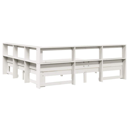 Bed met boekenkast zonder matras grenenhout wit 180x200 cm