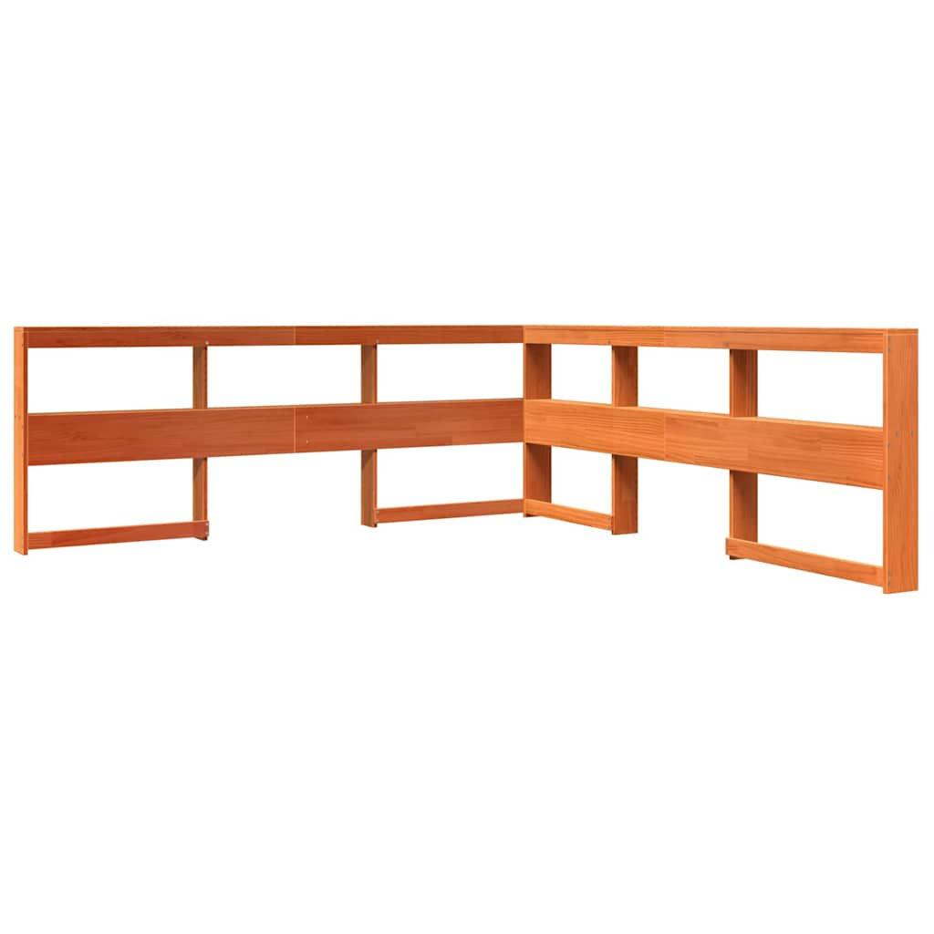 Bed met boekenkast zonder matras grenenhout wasbruin 180x200 cm