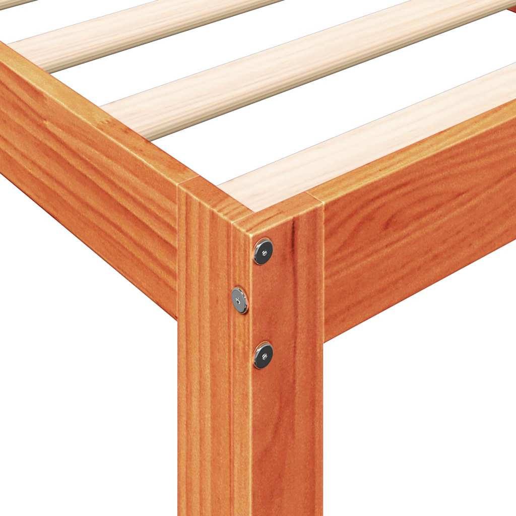 Bed met boekenkast zonder matras grenenhout wasbruin 180x200 cm