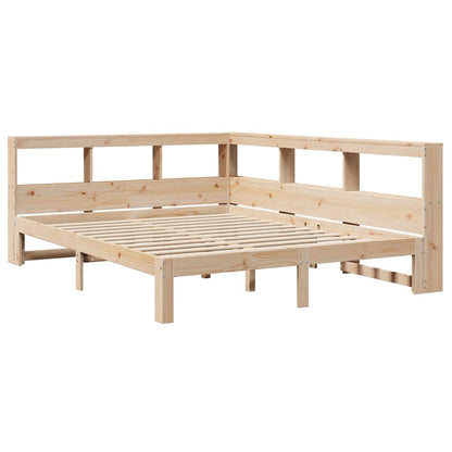 Bed met boekenkast zonder matras massief grenenhout 160x200 cm