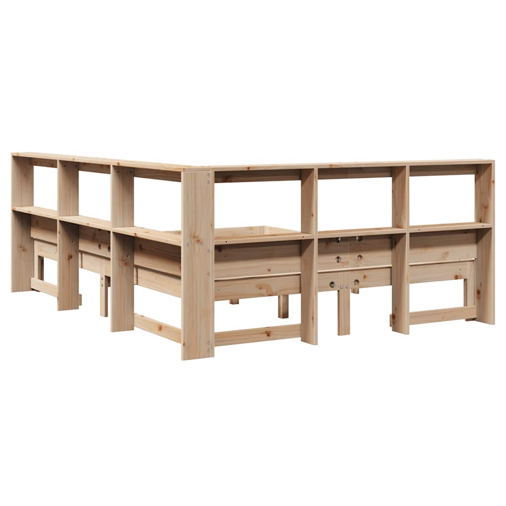 Bed met boekenkast zonder matras massief grenenhout 160x200 cm