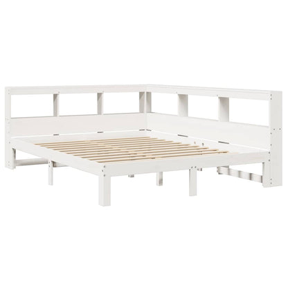 Bed met boekenkast zonder matras grenenhout wit 160x200 cm