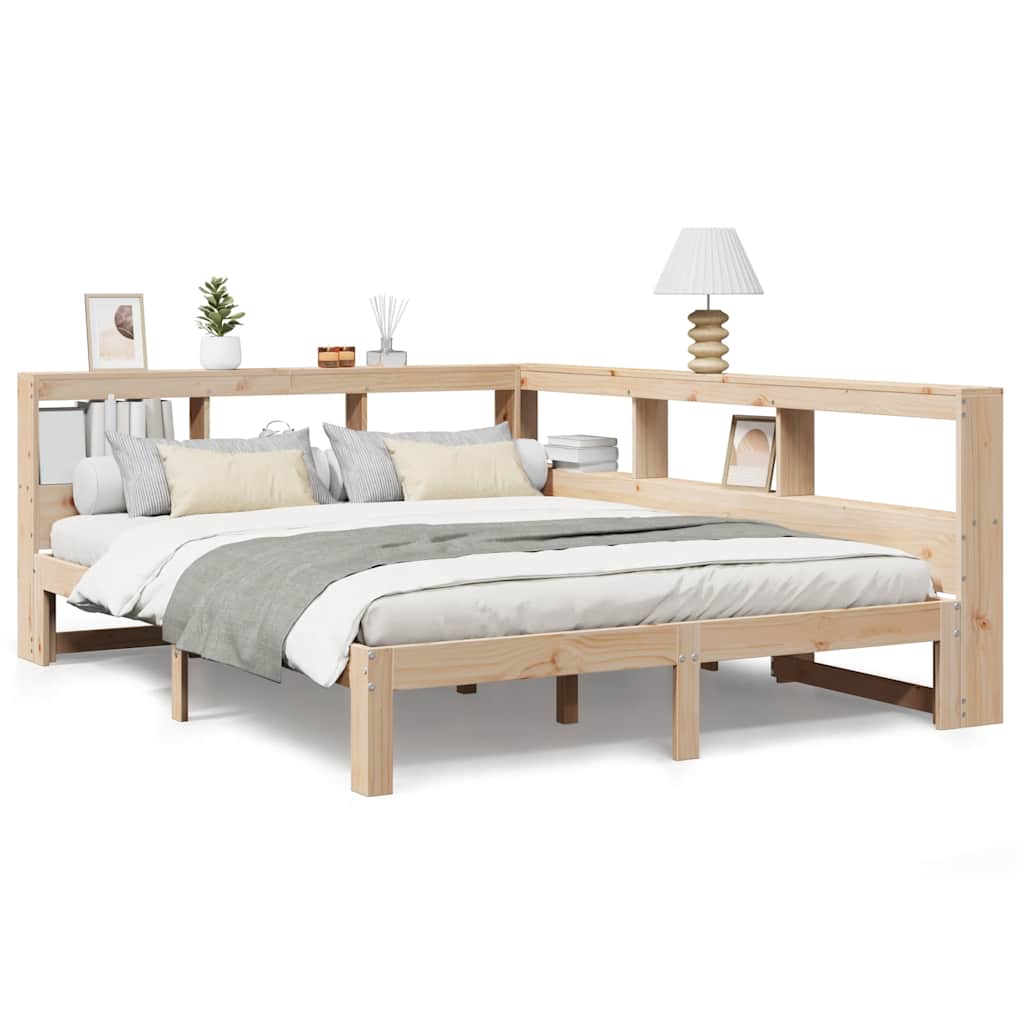 Bed met boekenkast zonder matras massief grenenhout 150x200 cm