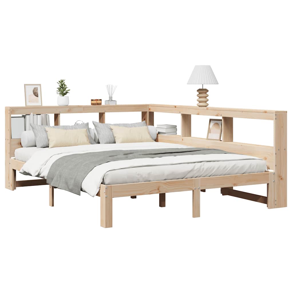 Bed met boekenkast zonder matras massief grenenhout 150x200 cm