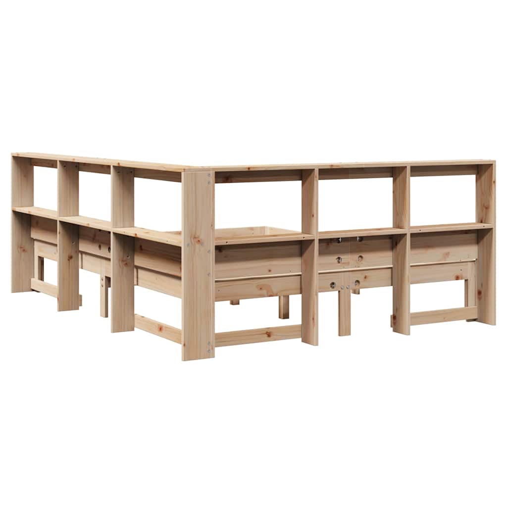 Bed met boekenkast zonder matras massief grenenhout 150x200 cm