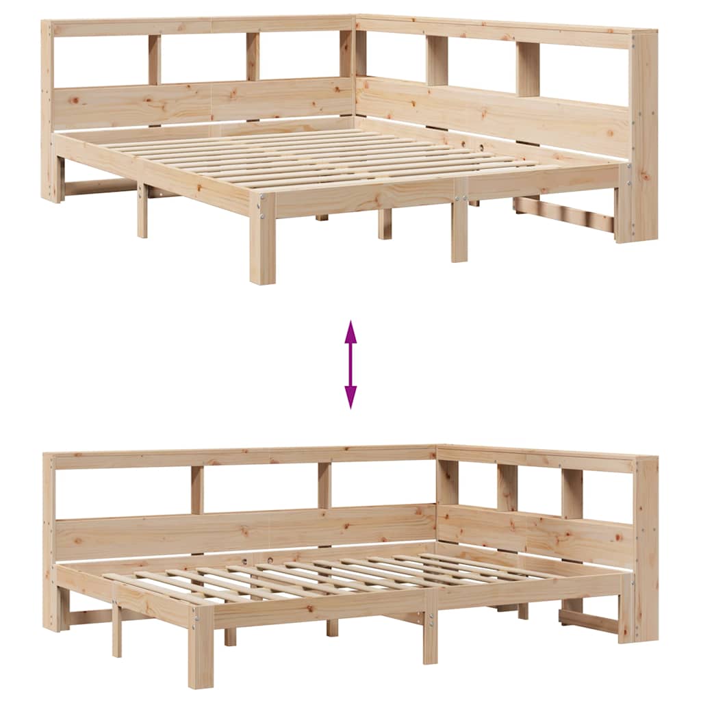 Bed met boekenkast zonder matras massief grenenhout 150x200 cm