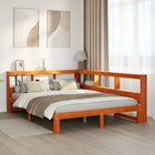 Bed met boekenkast grenenhout wasbruin 140x200 cm