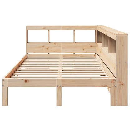 Bed Met Boekenkast Zonder Matras Massief Grenenhout 120 x 200 cm Naturel