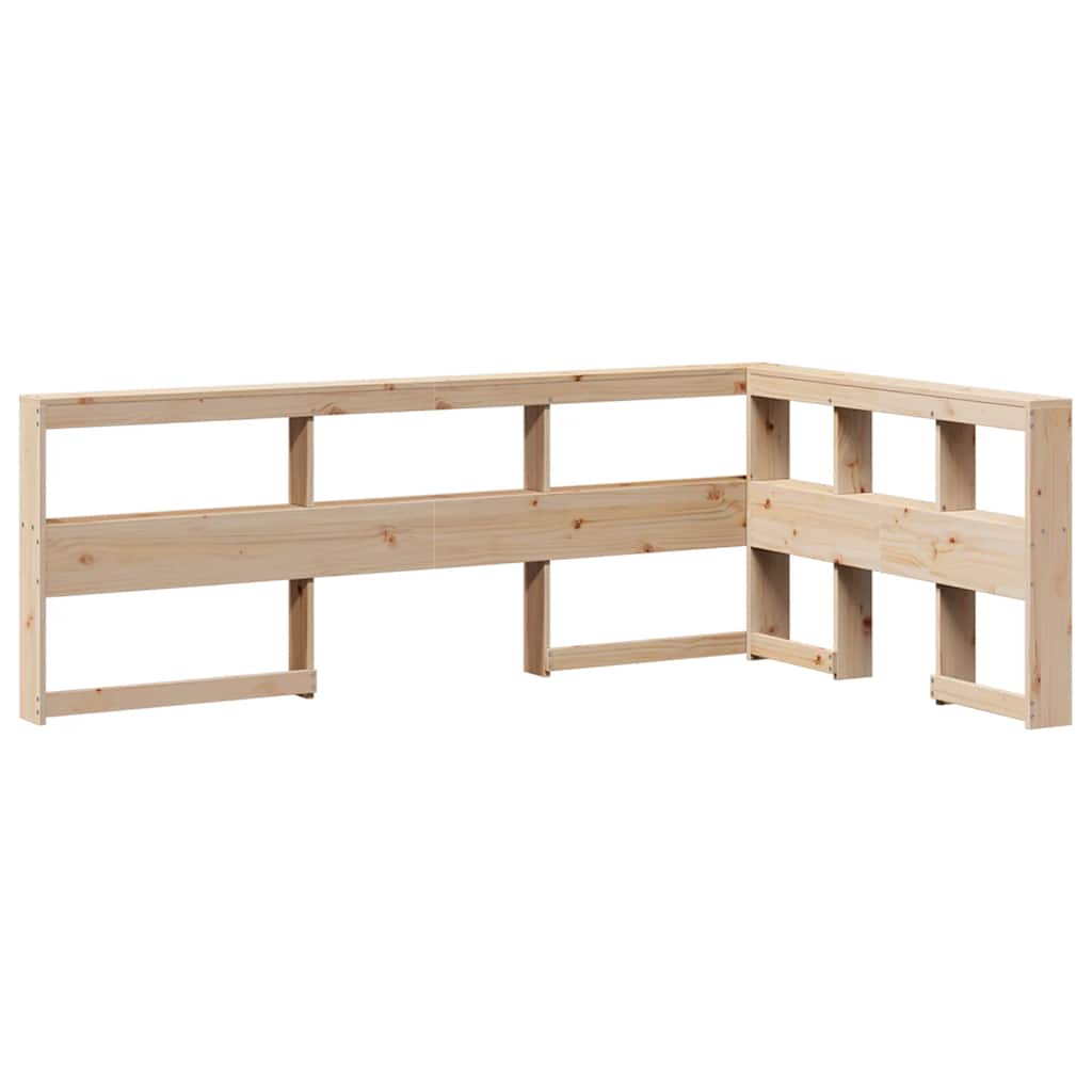 Bed Met Boekenkast Zonder Matras Massief Grenenhout 120 x 200 cm Naturel