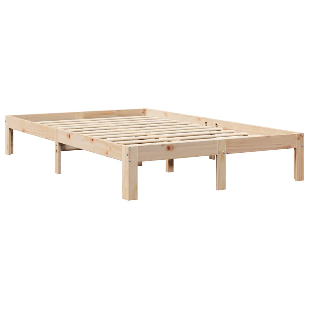 Bed Met Boekenkast Zonder Matras Massief Grenenhout 120 x 200 cm Naturel