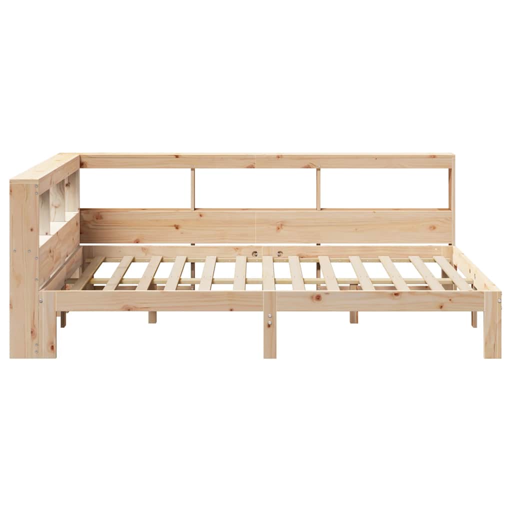 Bed Met Boekenkast Zonder Matras Massief Grenenhout 120 x 200 cm Naturel