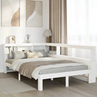 Bed 120x200 cm grenenhout wit met boekenkast
