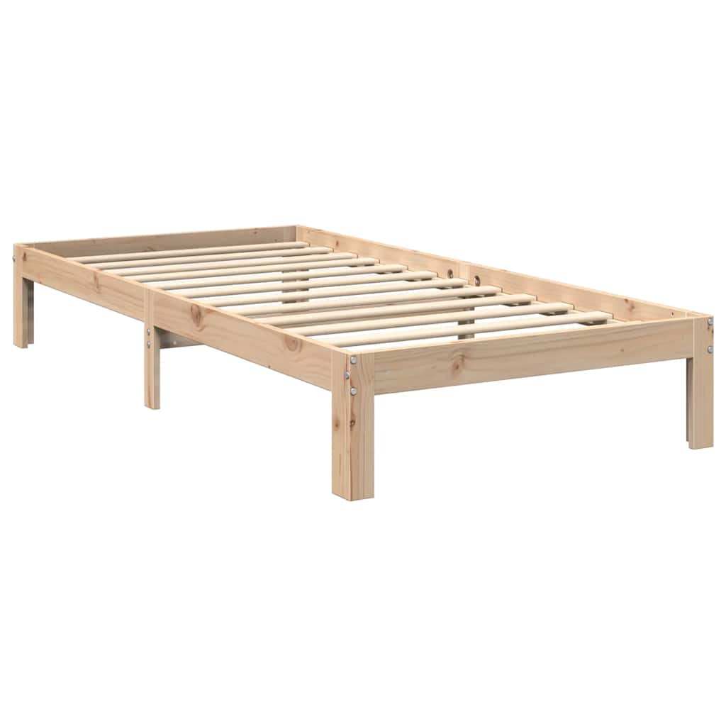 Bed met boekenkast zonder matras massief grenenhout 90x200 cm