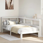 Bed 90x200 cm grenenhout wit met boekenkast