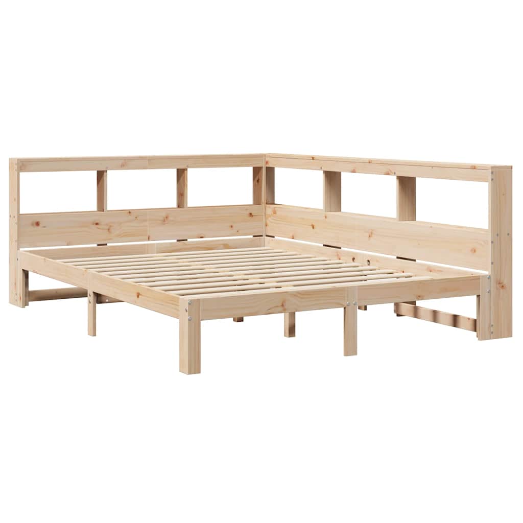 Bed met boekenkast zonder matras massief grenenhout 140x190 cm