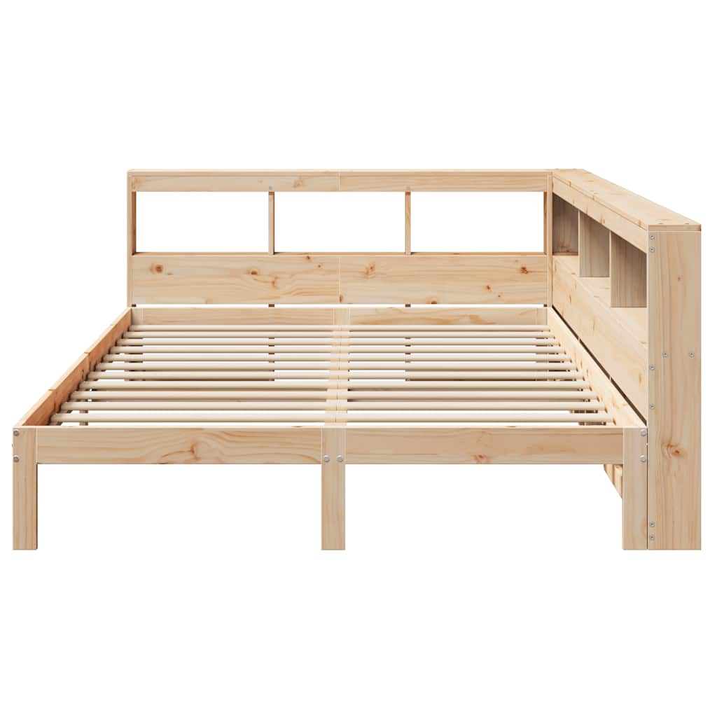Bed met boekenkast zonder matras massief grenenhout 140x190 cm