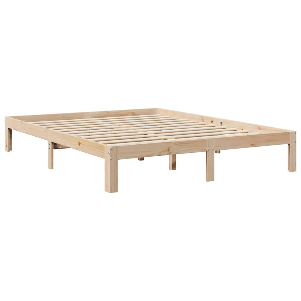Bed met boekenkast zonder matras massief grenenhout 140x190 cm