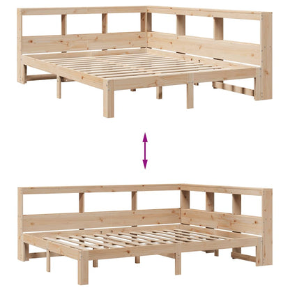 Bed met boekenkast zonder matras massief grenenhout 140x190 cm