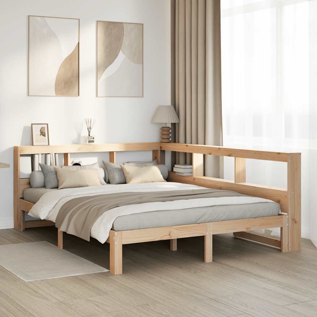 Bed met boekenkast zonder matras massief grenenhout 140x190 cm