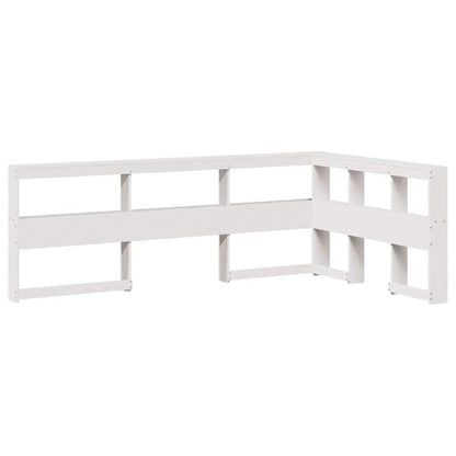 Bed met boekenkast zonder matras grenenhout wit 135x190 cm