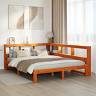 Bed 135x190 cm grenenhout wasbruin met boekenkast