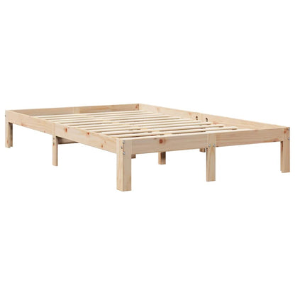 Bed Met Boekenkast Zonder Matras Massief Grenenhout 120 x 190 cm Naturel