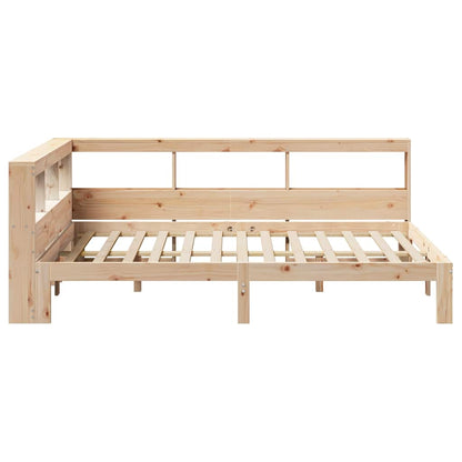 Bed Met Boekenkast Zonder Matras Massief Grenenhout 120 x 190 cm Naturel