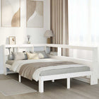 Bed with bookcase without mattress pine wood white 120x190 cm