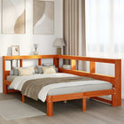 Bed 120x190 cm grenenhout wasbruin met boekenkast