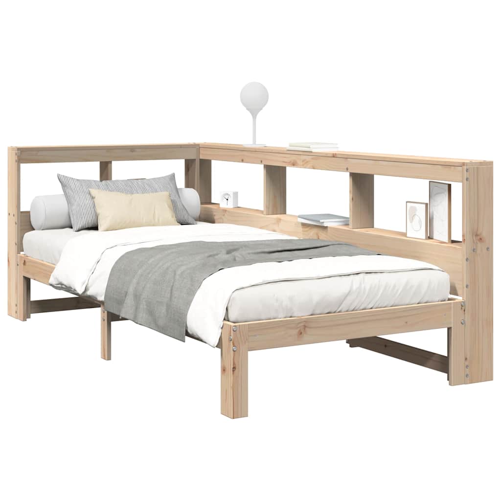Bed met boekenkast zonder matras massief grenenhout 90x190 cm