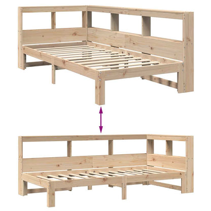 Bed met boekenkast zonder matras massief grenenhout 90x190 cm