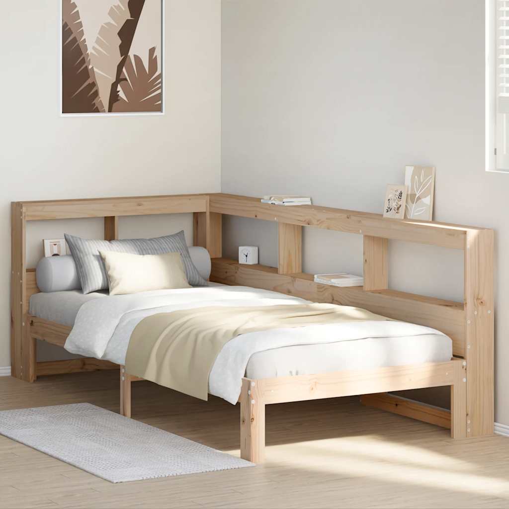 Bed met boekenkast zonder matras massief grenenhout 90x190 cm