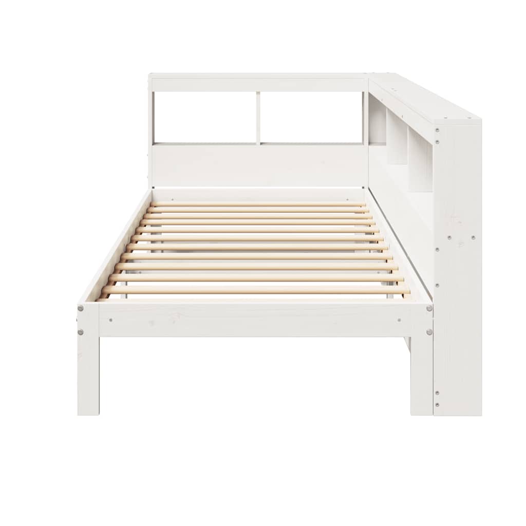 Bed Met Boekenkast Zonder Matras Grenenhout 90 x 190 cm Wit