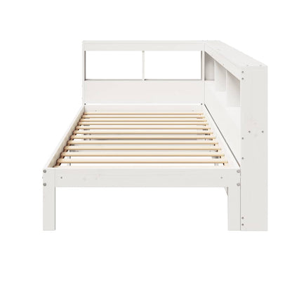 Bed Met Boekenkast Zonder Matras Grenenhout 90 x 190 cm Wit
