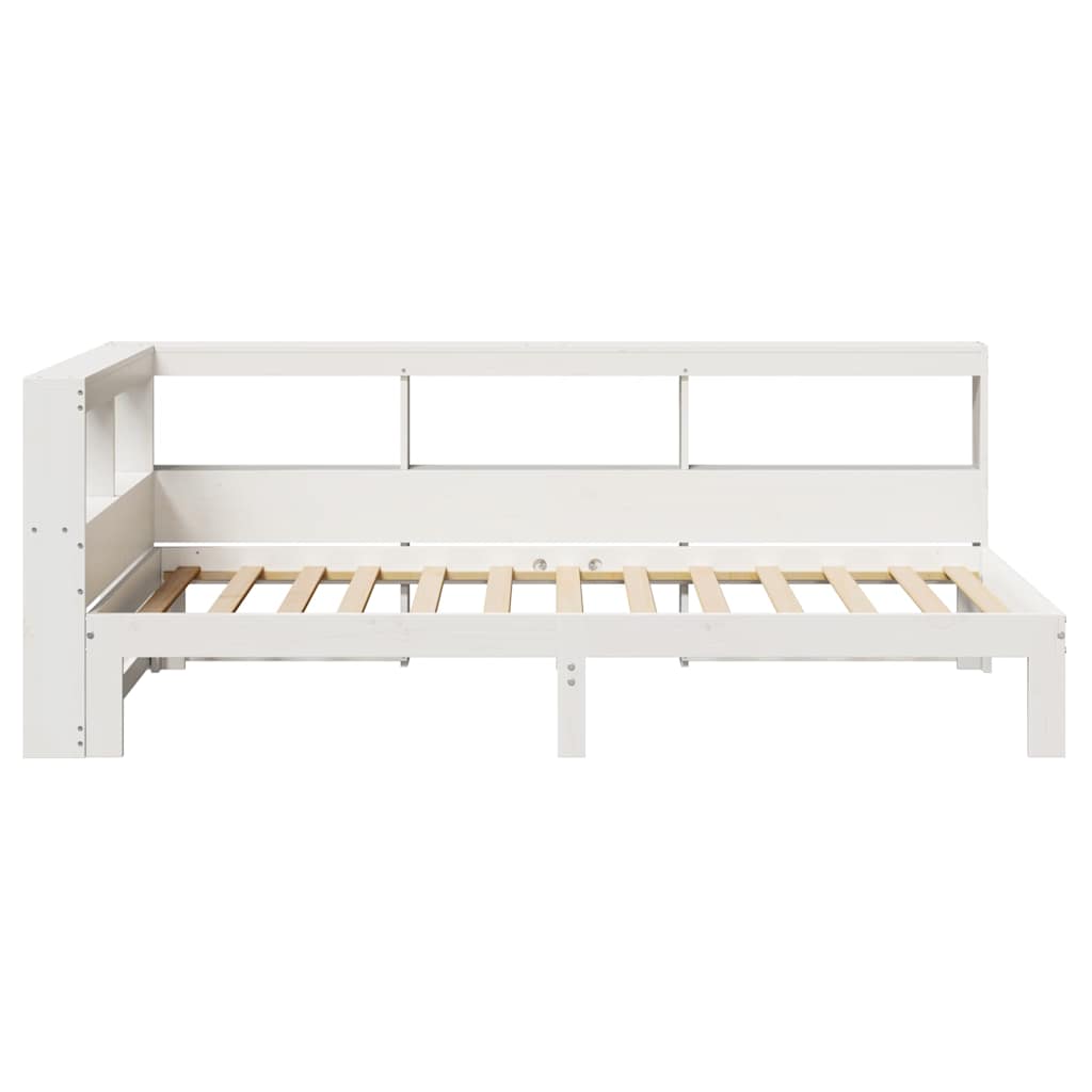 Bed Met Boekenkast Zonder Matras Grenenhout 90 x 190 cm Wit
