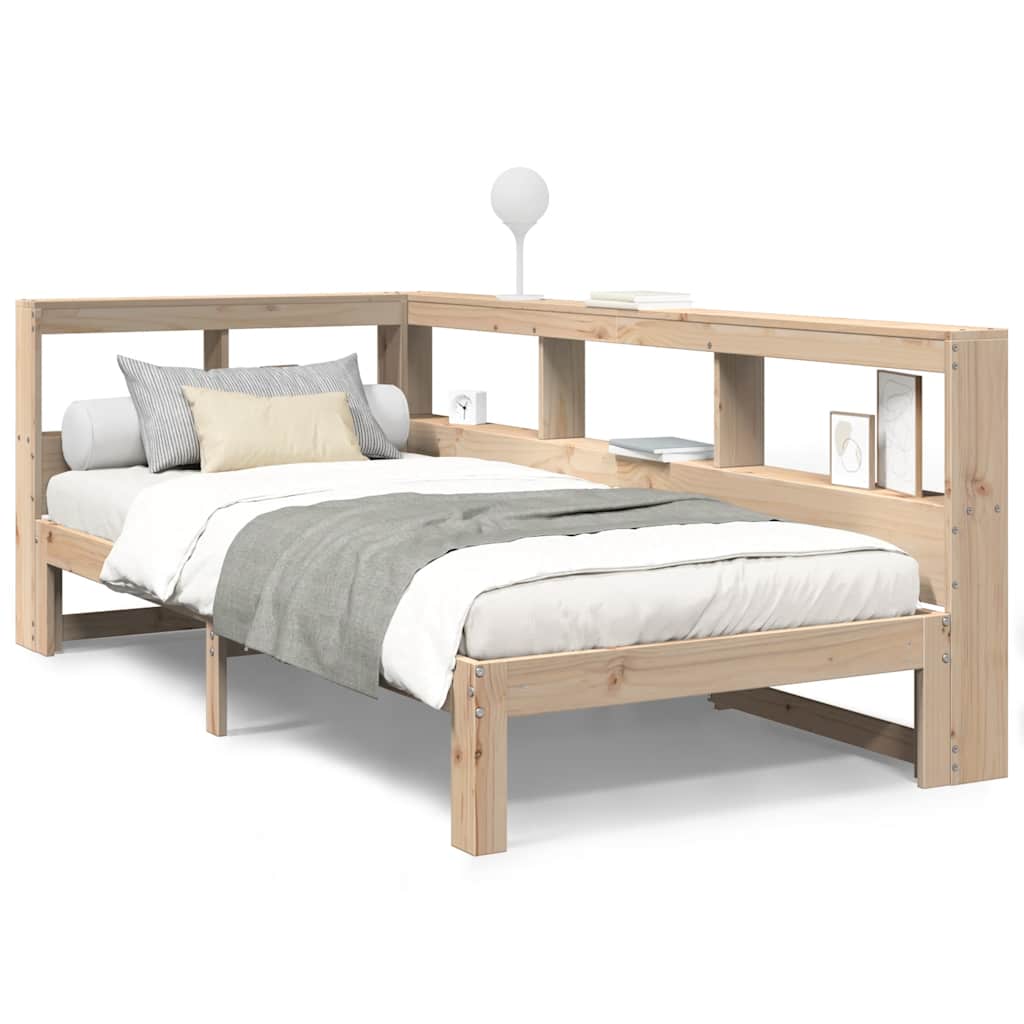 Bed met boekenkast zonder matras massief grenenhout 75x190 cm